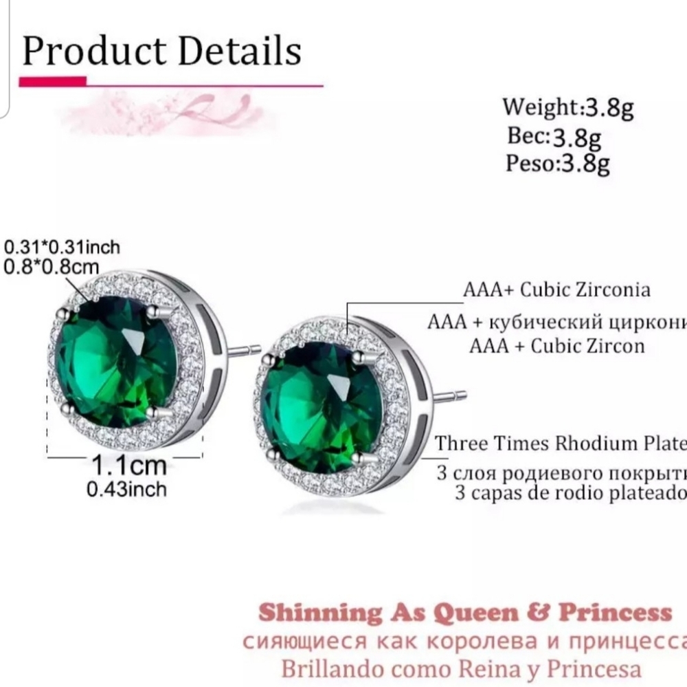 Sterling silver with simulated diamond earrings - Picture 3 of 4